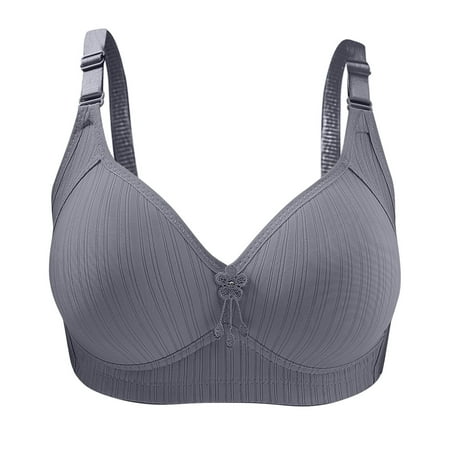 Bigersell Bra for Women No Underwire Padded Push up Bras Full-Coverage Bras Lightly Lined Comfort Wireless Bras Everyday Bras Underwear Hook & Eye Bra Closure Backless Sports Bra Gray XL