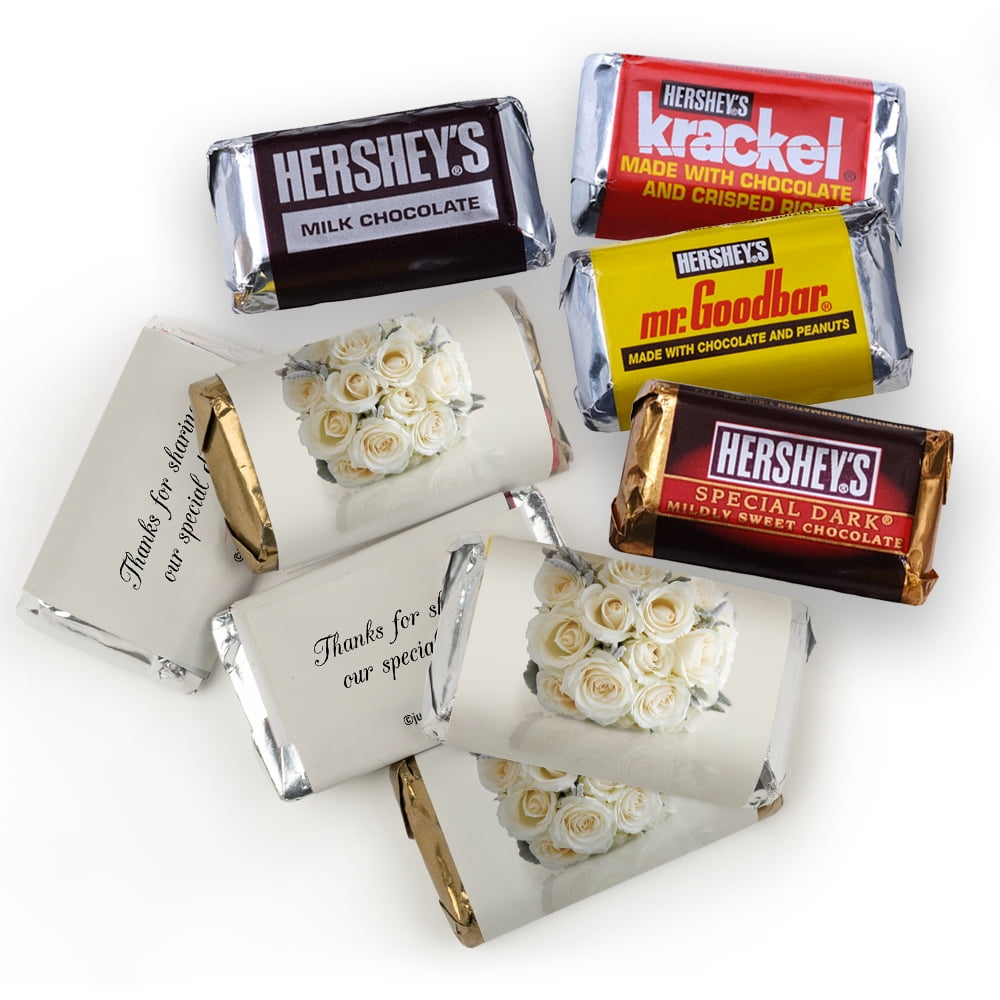 100ct Wedding Favors for Guests Mini Wrappers for Hershey's Miniatures DIY (100 Pack) - Floral - Candy Not Included
