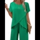 thumbnail image 2 of Conjunto de Dos Piezas de Verano para Mujer, Corta, Cuello Redondo, Pierna , Pantalón . Verde XL, 2 of 8