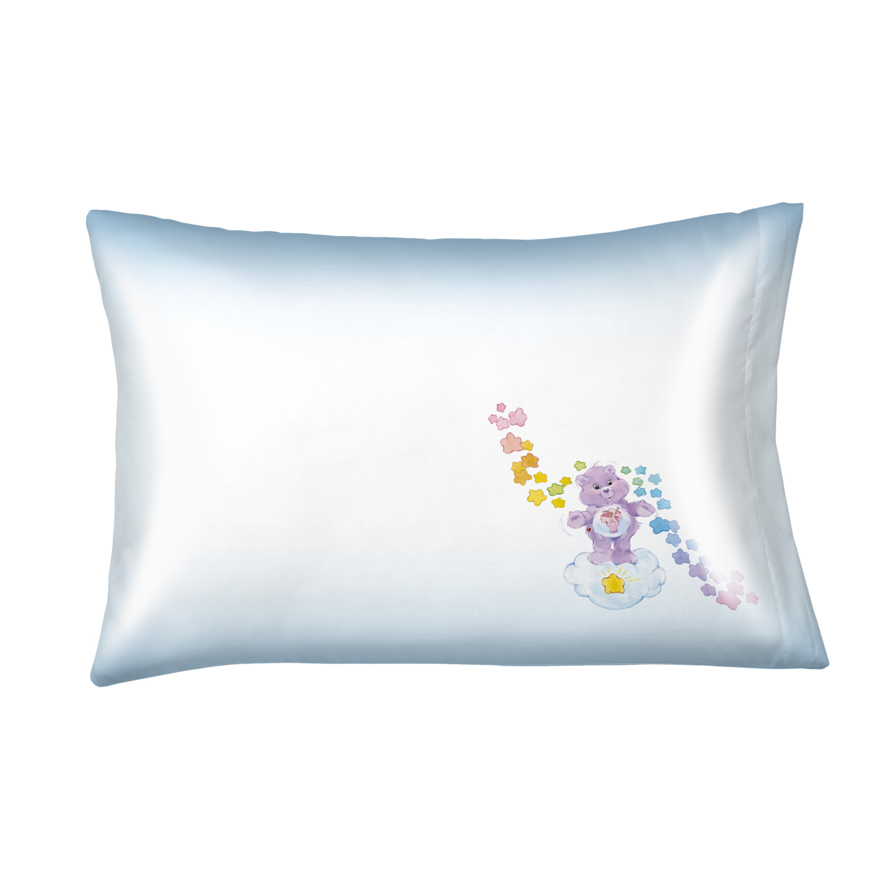 Care Bears White Blue Reversible Silky Satin Pillowcase, Standard Size, 2-Pack