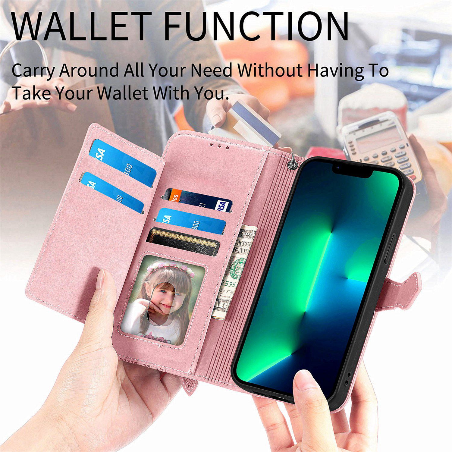 ETFAST Wallet Multi Card Slot Flip Zipper Leather Case For OPPO Reno 11Pro 11F Reno 10 Pro Plus Reno 9 Pro Plus 8Pro 8Lite 8T Reno 7 Pro 6 Pro Plus Reno 5 5A 5F 5Lite 5Z Phone case