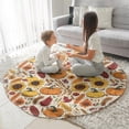 thumbnail image 3 of Fall Pumpkins Sunflowers Autumn Pattern Round Blanket,Comfortable Soft Flannel Throw Blanket,All Season,Warm Lightweight Blankets for Sofa Bed Couch Living Room Chair 47"x47", 3 of 5