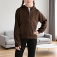 thumbnail image 2 of KAUOD Girls Cropped Hoodies Half Zipper Pullover Sweatshirts Kids Plain Cotton Soft Long Sleeve Jackets Coats with Pockets, 2 of 8