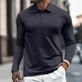 thumbnail image 2 of Afdoent Men's Polo Shirts Solid Color Lapel Button Open Neck Line Male Leisure Loose Comfortable Business Sports Long Sleeve Shirt Casual Bussiness, 2 of 5