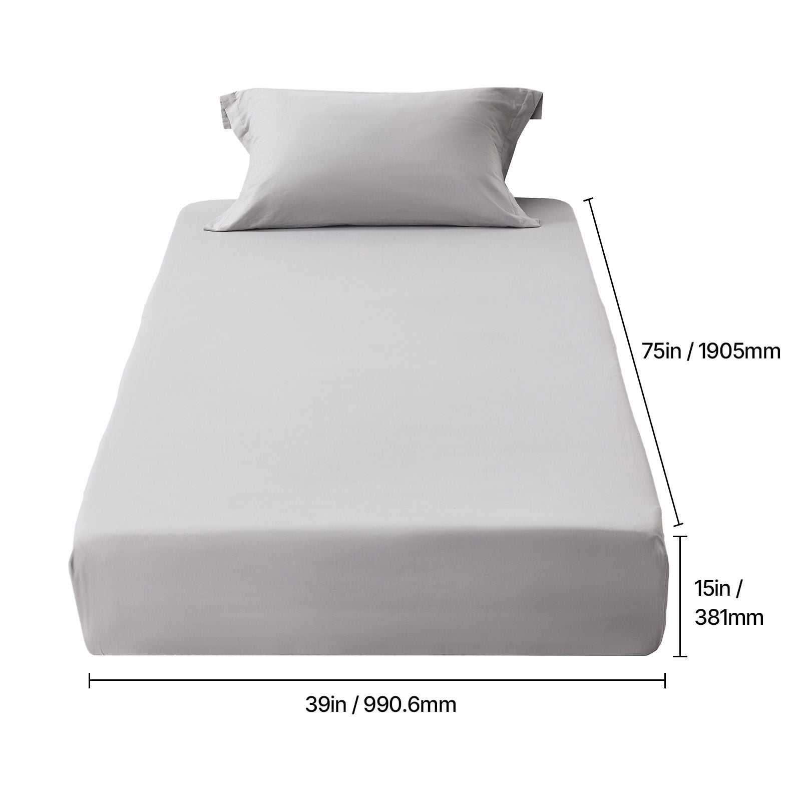 Fitted Sheet, 1 Set of 2 Pieces, Twin Size Elastic Fitted Sheet with High-Quality Microfiber, Wear-Resistant & Breathable Twin Fitted Sheet with Single-Sided Brushing, Fit for 15 in Mattress