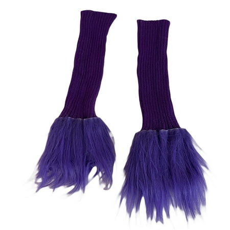

Women s Ribbed Knit Leg Warmers Fuzzy Fur Trim Winter Knee High Socks Boot Cuffs with Fur Trim