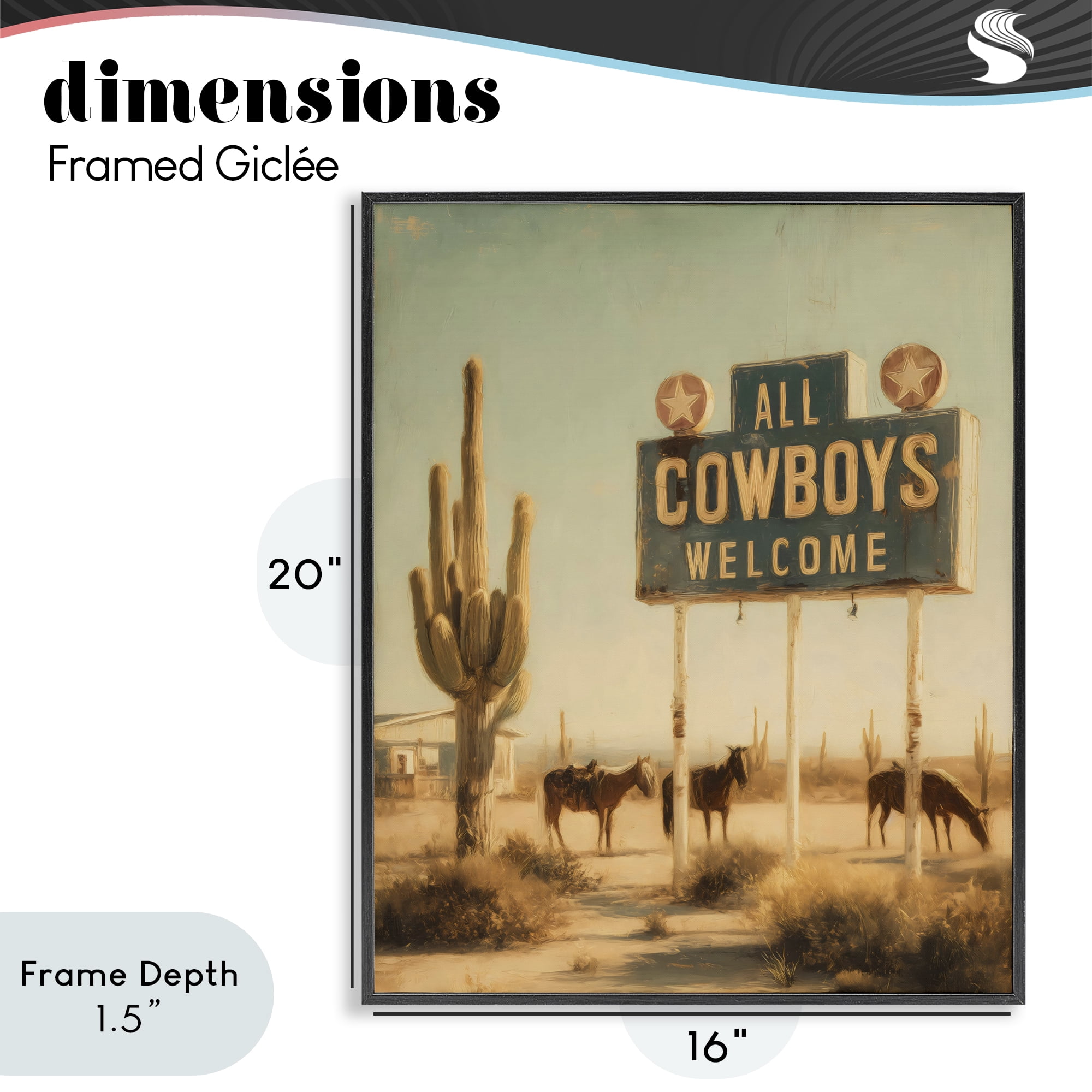 Stupell Industries All Cowboys Welcome Desert Black Framed Giclee Art, design by Arlington Prints