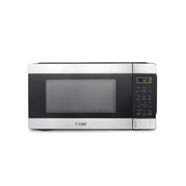1.1 Cu Ft Microwave with 10 Power Levels, Small Microwave with Push Button, 1000W Countertop Microwave