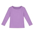 thumbnail image 3 of Breezora Girls Ribbed Knit Long Sleeve Tee Round Neck Slim Fit Casual Basic Top Stretchy Soft Everyday Pullover Shirt 150 Size Purple, 3 of 6
