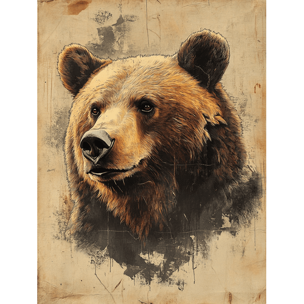 Qisvanset Framed Canvas Wall Art, 12x16 Inch Vintage Grizzly Bear Nature Cabin Wall Art