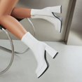 thumbnail image 3 of Zapatos Botines mujer Otoño e invierno Flor de colores Botas de tobillo con para mujer Bota de tobillo sólida de tamaño Tacones y gruesos Vestido de fiesta cómodo Botines Zapatos (White 7.5), 3 of 7