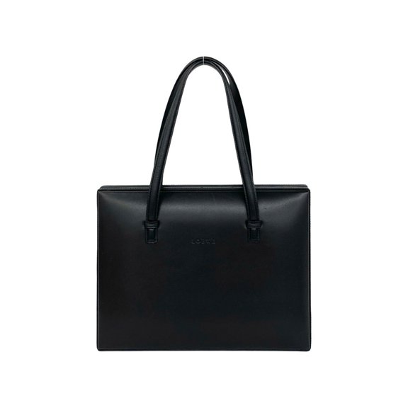 Pre-Owned LOEWE Vintage Logo Embossed Leather Handbag, Boston Bag, Tote Black, Women's 20150