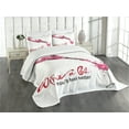 thumbnail image 3 of Ambesonne Wine Quilted Bedspread Set 3 Pcs, Inspirational Words Sketch, King Size, Pink Dark Coral Black, 3 of 5