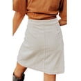 thumbnail image 3 of Falda Botón Delantero Cintura Alta Bolsillos Laterales Color Sólido Fibra De Poliéster Falda Casual Beige L, 3 of 6