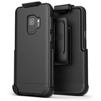 Galaxy S9 Belt Case, Encased (Slimshield Series) Ultra Thin Protective Grip Cover with Slim Holster Clip for Samsung S9 (2018 Release) Smooth Black