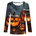 thumbnail image 4 of CLOISE Womens Halloween Shirts Fashion Halloween Pumpkin Print Tees Long Sleeve Round Neck Tops Basic Tunic Oversized Shirts Spooky Season Clothes Halloween Gift, 4 of 5