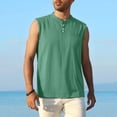 thumbnail image 5 of Yertdoel Men's Tank Tops Solid Color Sleeveless Button Up V Neck T-shirts with Pockets Loose Soft Breathable Outdoor Running Summer Casual Tank Top, 5 of 5