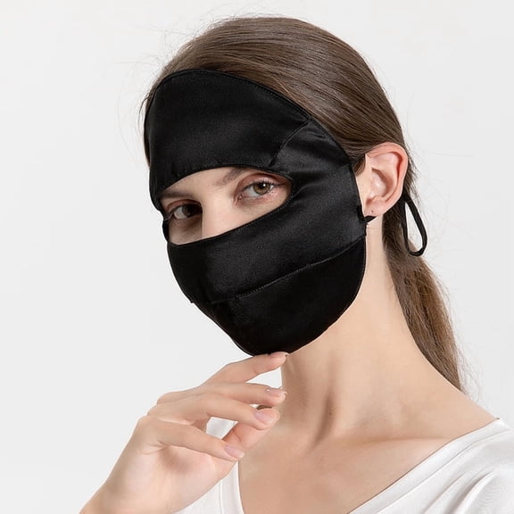 Summer Mulberry Silk Sun Protection Mask — Full-Face, UV-Blocking, Breathable Face Shield. Lightweight, Skin-Nourishing, and Adjustable-Strap Sunshade Mask.