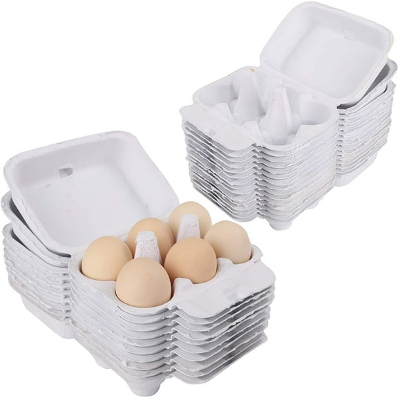 Zhuge Egg Cartons for Chicken Eggs 6 Count, Paper Pulp Egg Carton Bulk Reusable Egg Holder Container for Family, Kitchen, Farmhouse, 25 Pack (white)