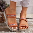 thumbnail image 3 of IUJSOY Women's Wedge Platform Sandals Espadrilles Two Strap Colorful Embroidery Slip on Slides, 3 of 9