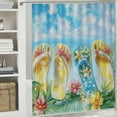 thumbnail image 6 of Patifu Flip Flops Flowers Summer Shower Curtain Set 100% Polyester Bathroom Curtain with Hooks 36"x72, 6 of 7