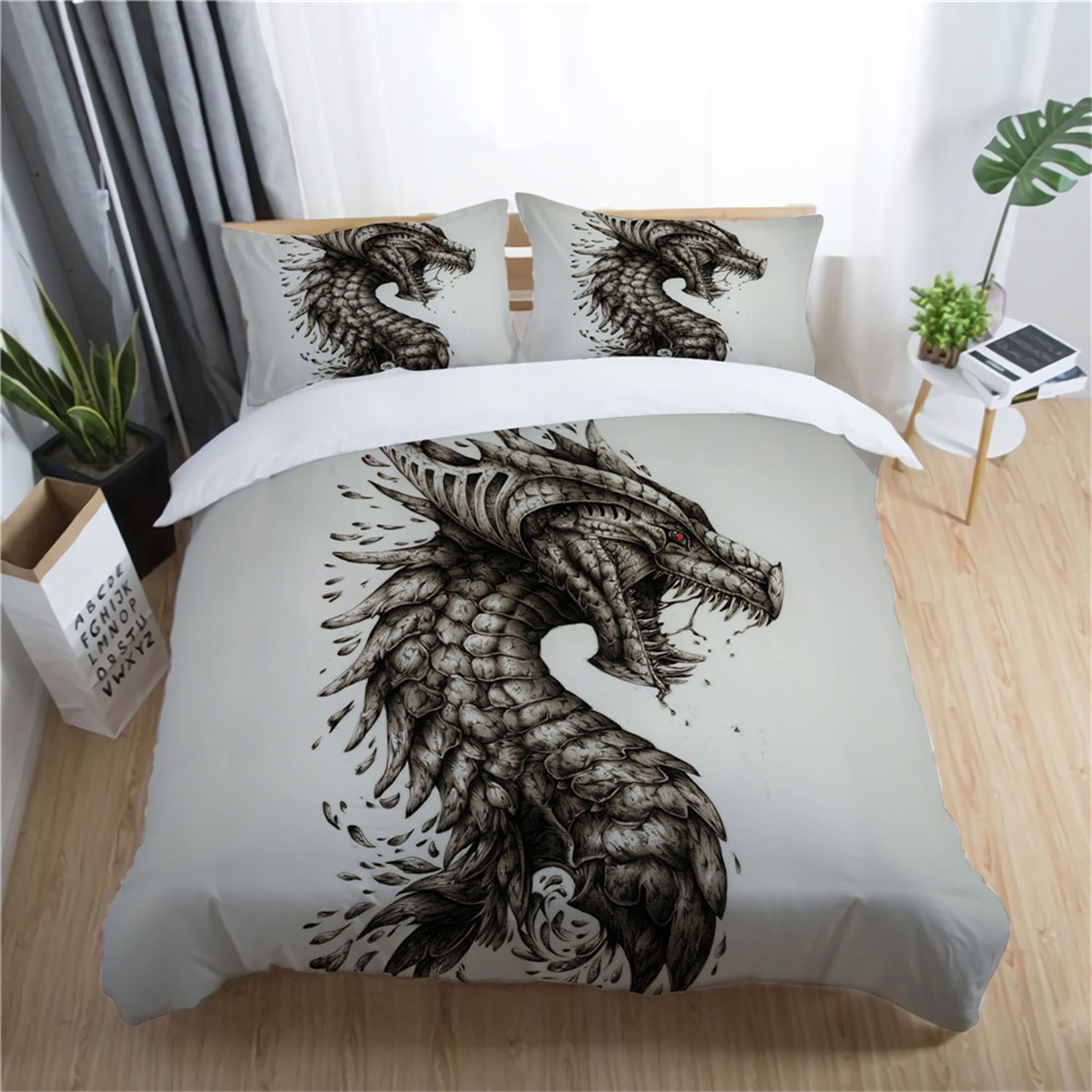 3D Dragon Duvet Cover Set Queen Size Comforter Cover Luxury Bedspread