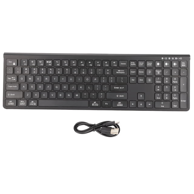 Teclado inalámbrico recargable Teclado multidispositivo Bluetooth 5.0 recargable con teclado numérico para Windows para OS X Negro