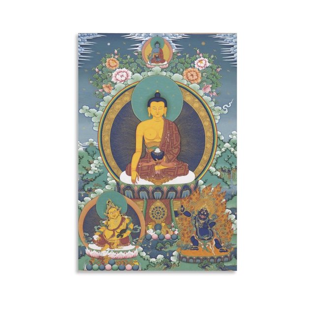 Pósteres tibetanos de Thangka Buddha Shakyamuni, obras de arte, póster en lienzo, impresiones artísticas estéticas para pared, decoración moderna para el hogar, regalos de 24 x 36 pulgadas (60 x 90