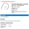 thumbnail image 2 of Front Parking Brake Cable - Compatible with 1976 - 1979 Dodge D100 1977 1978, 2 of 2