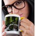 thumbnail image 2 of 3drose, Soft Moving Stream Through a Canyon of Forest, 11oz Two-tone Yellow Mug, 2 of 6