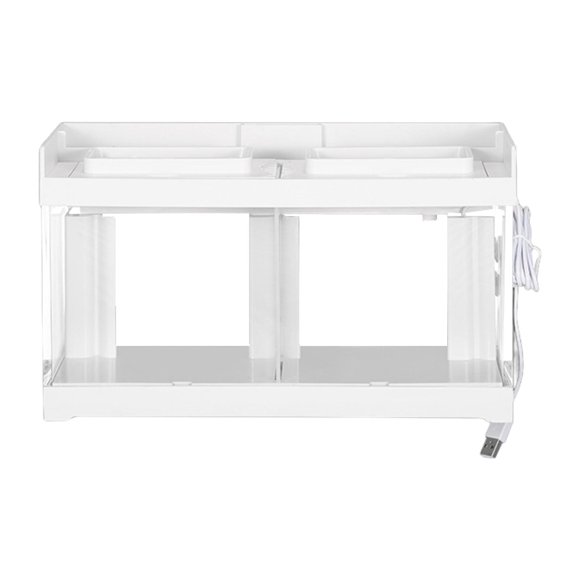 Bunblic Betta Tank Breeding Box Desktop Aquarium Easy Use Divided Design Clear Tank Aquarium for Home Desk Baby Shrimp 2 grid