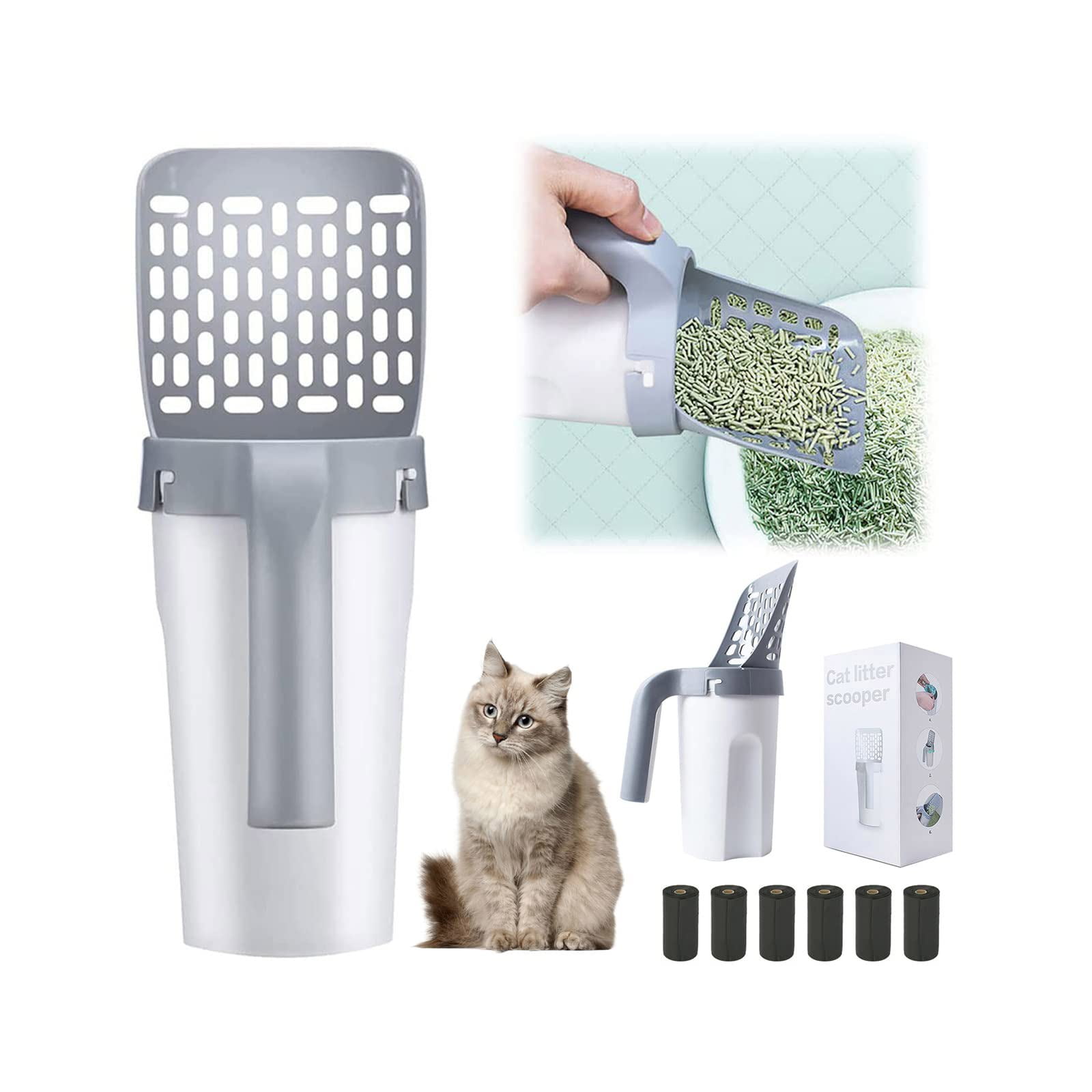 Cat Litter Scoop Integrated Detachable Deep Shovel Holder with Poop