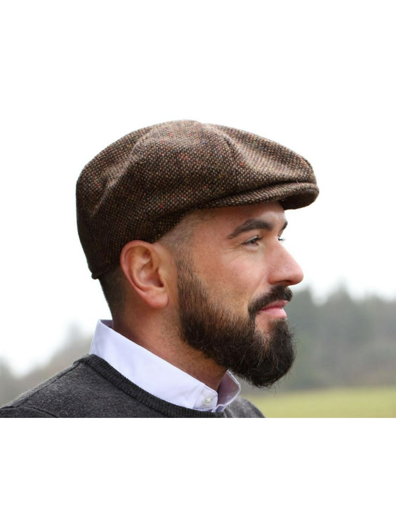 Hanna Hats Irish Newsboy Cap Donegal Tweed 8 Piece 100% Wool