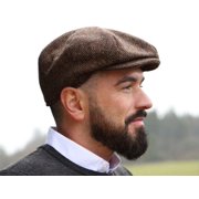 Hanna Hats Irish Newsboy Cap Donegal Tweed 8 Piece 100% Wool Hat for Men Made in Ireland | Brown Fleck Salt & Pepper