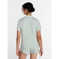 thumbnail image 4 of Joyspun Women’s Modal-Blend Ruffle Trim Notch Collar Top and Shorts Pajama Set, 2 Piece, Sizes XS-3X, 4 of 6