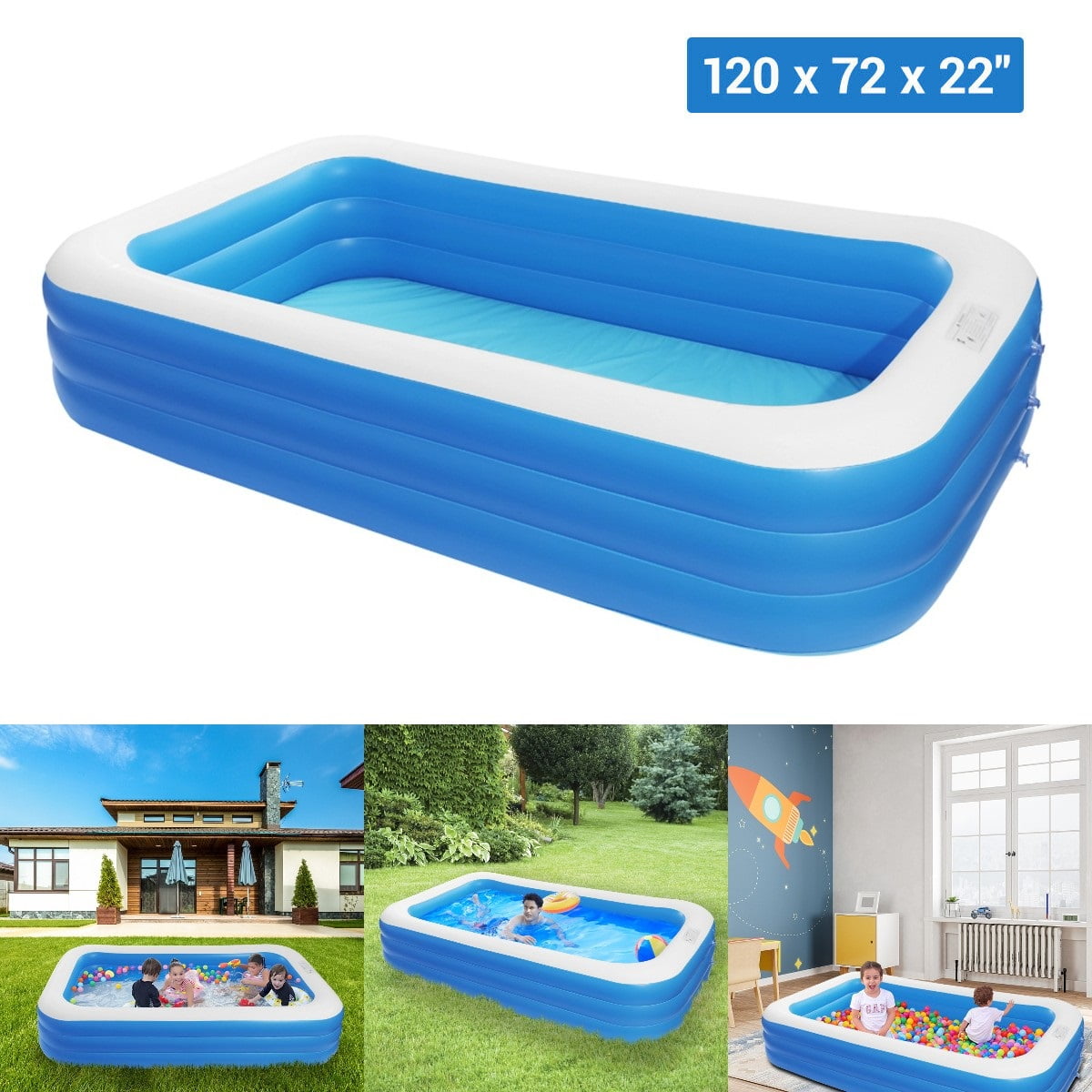 Goorabbit Inflatable Swimming Pool, Family Lounge Pool, Blow Up Pools