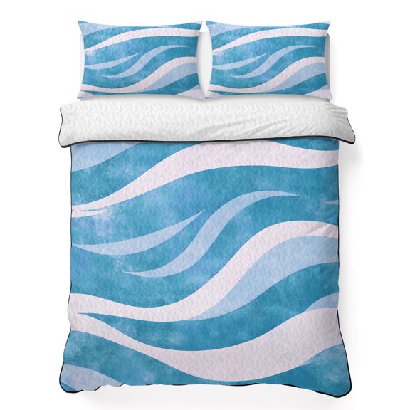 3 Piece Quilt Bedding Set with 2 Pillow Shams, Abstract Lightweight Bedspread Coverlet, Soft Breathable All Season Quilt, 68 x 86 Inch