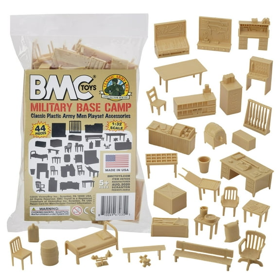 BMC Classic Marx Military Base Camp - 44pc Plastic Army Men Playset Accessories