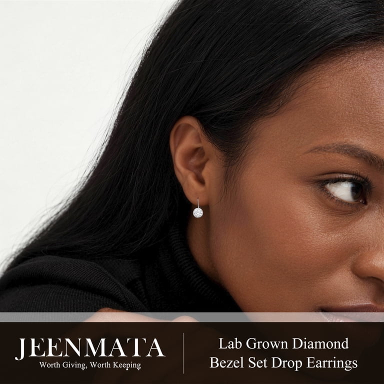 JeenMata 0.50 Carat Lab Grown Diamond Bezel Leverback Earrings photo 8