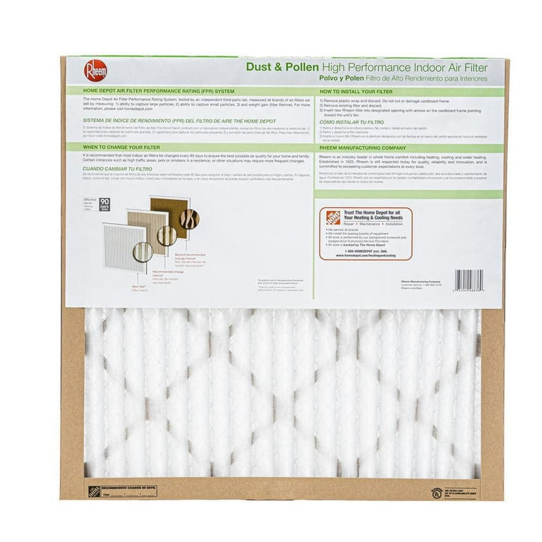 Rheem indoor 2024 air filters
