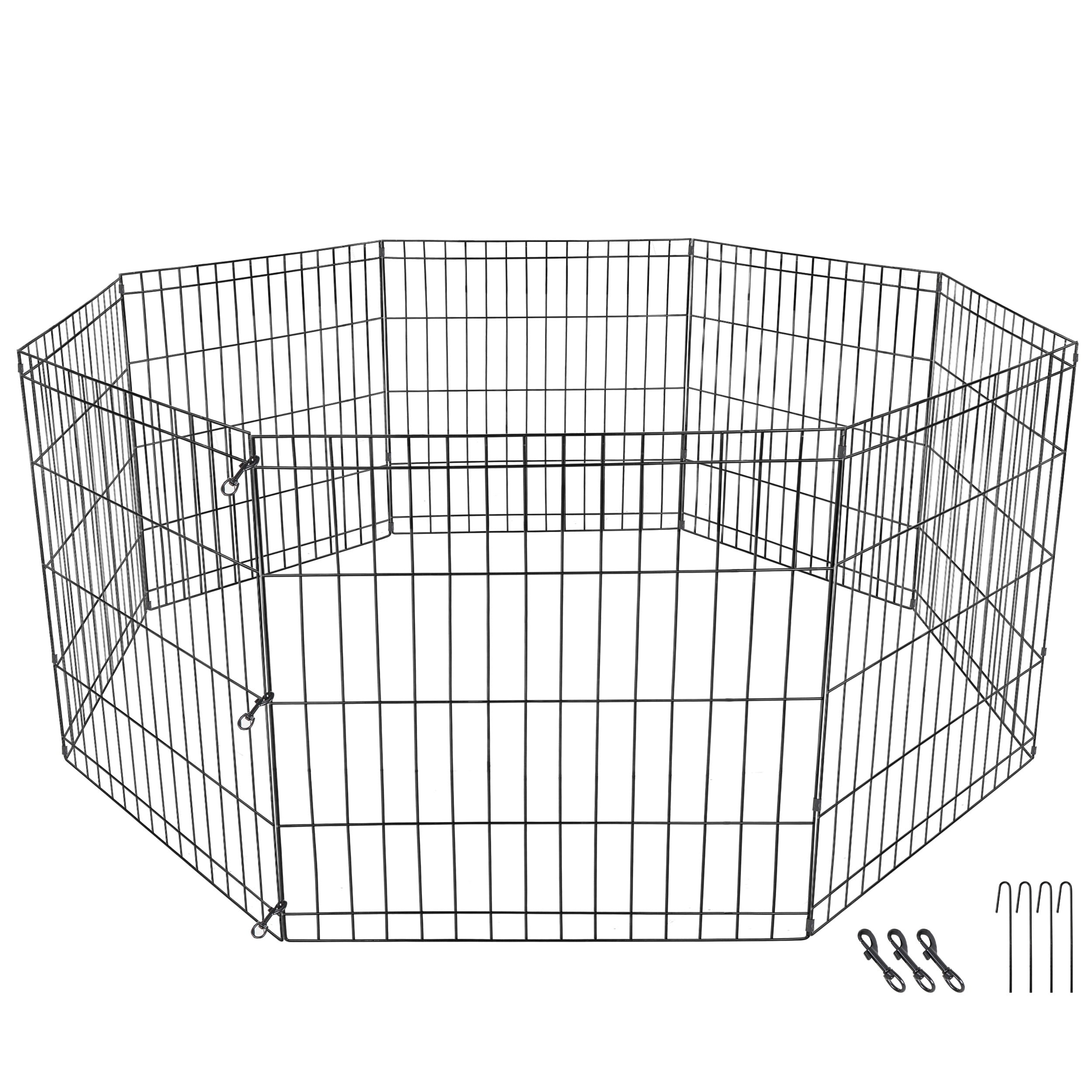 SuperDeal 24" 8 Panels Pet Playpen Dog Fence Exercise Cage Metal Folding
