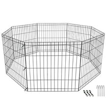 ZENSTYLE 24" Animals Dog Playpen Foldable Metal Frame In/Outdoor Pets Exercise Fence Barrier 8 Pannels