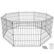 ZENSTYLE 24" Animals Dog Playpen Foldable Metal Frame In/Outdoor Pets Exercise Fence Barrier 8 Pannels