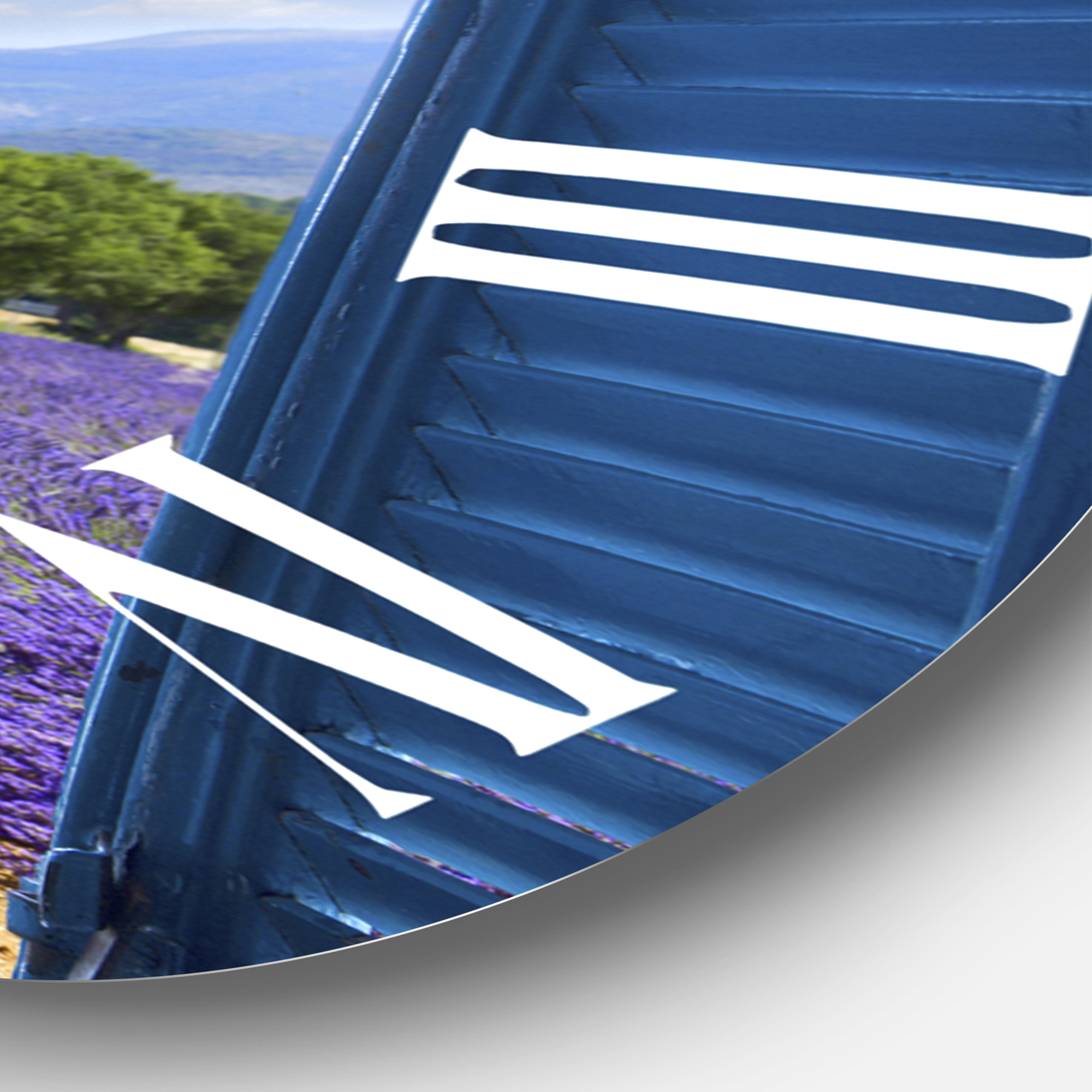Designart 'Lavender Field Through Blue Open Cottage Window' Farmhouse Wall Clock