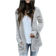 thumbnail image 2 of Homenesgenics Sweater Cardigan Knit Plus Size Women's Solid Color Knitted Pocket Cardigan Sweater Loose Knit Cardigan Jacket Gray M, 2 of 6