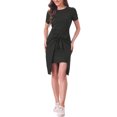 thumbnail image 2 of INSPIRE CHIC Robe Fourreau à Manches Courtes à Taille Nouée pour Femme, Tenue Décontractée pour le Travail, Noir, TG, 2 of 4