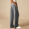 thumbnail image 6 of HongQid Women's Wide Leg Lounge Pants High Waisted Drawstring Waist Wide Leg Ribbed Knit Solid Color Pants Sweatpants Casual Loose Yoga Pants, 6 of 9