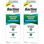 Bactine MAX First Aid Wound Wash - Antiseptic Liquid Kills 99.9% of Germs - Infection Protection for Minor Cuts, Scrapes, and Burns - First Aid Solution - 8fl oz, 2 Pack