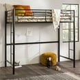 thumbnail image 2 of Pemberly Row Modern Steel Metal Twin Size Loft Bunk Bed in Black, 2 of 13