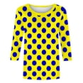 thumbnail image 4 of 3/4 Sleeve Shirts for Women Spring Striped Crewneck Business Casual Tops, Loose Three Quarter Length Work Blouses, Polka Dot Printed Comfortable Top, Limited Time Off, 4 of 6